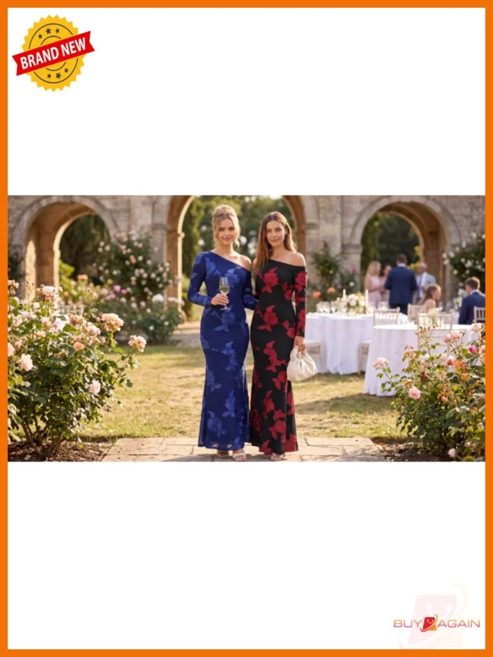 Caracilia One Shoulder Long Sleeve Floral Bodycon Maxi Dress Wedding Guest